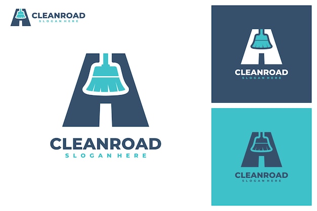 Road reiniging logo vector schoonmaak service bedrijfslogo sjabloon ontwerpconcept