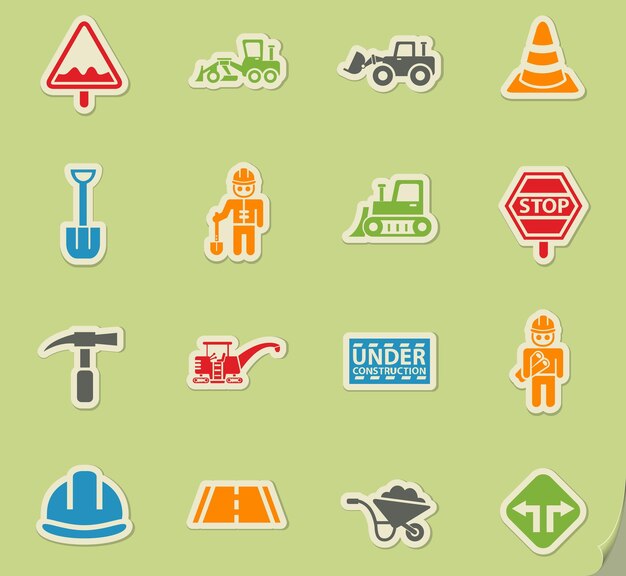 Road repairs icon set