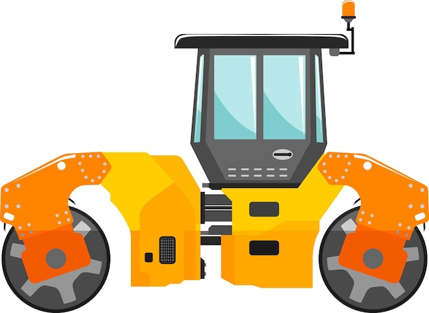 Road Roller Compactor Icon in Flat Style Vector Illustration