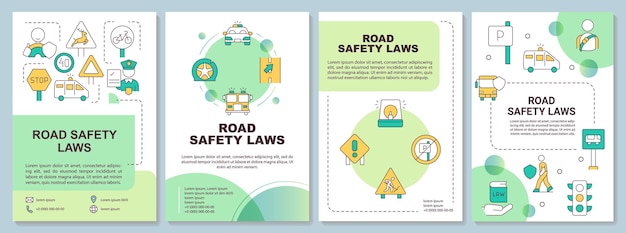 Road safety laws green brochure template