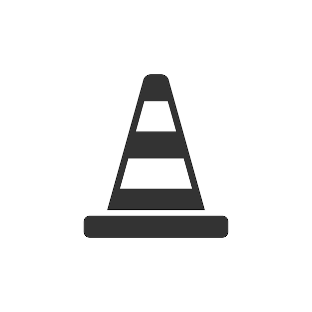 Road sign cone icon in black and white