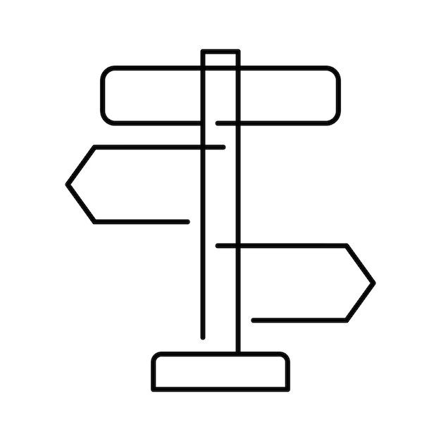 Road sign direction icon outline