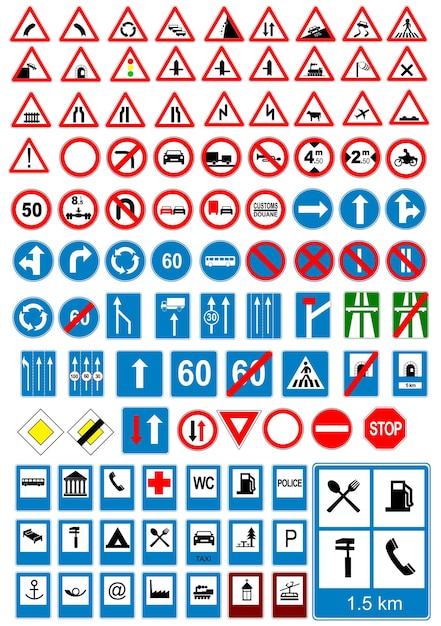 Vector road sign icons traffic signs vector illustration