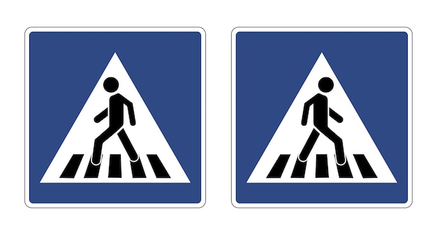 Road sign pedestrian crossing Inform road users about the presence a crossing for pedestrians Plac
