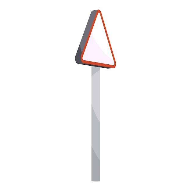 赤いのアイコンを持つ道路標識の三角形 ウェブ用の赤いベクトルアイコンの道路標識三角形のカートゥーンイラスト