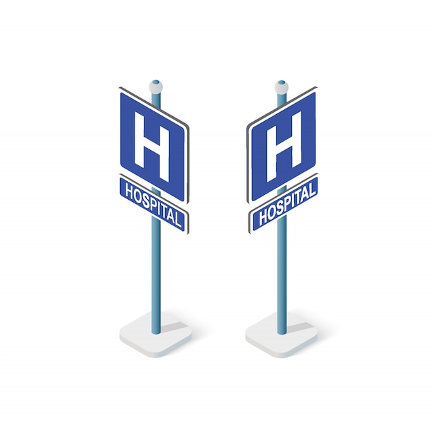 Road signs isometric set street object