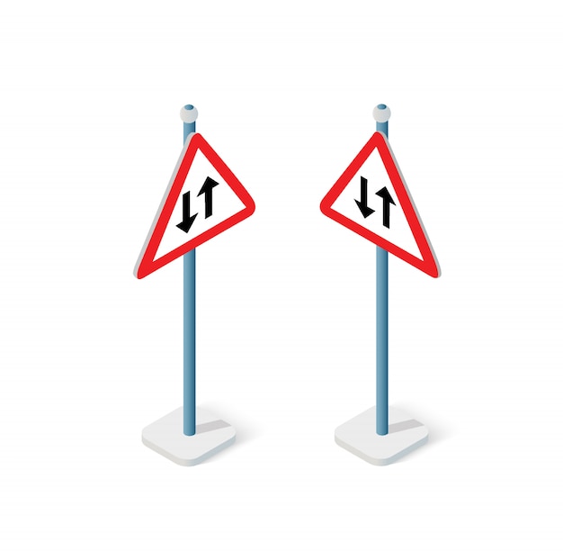 Road signs isometric set street object