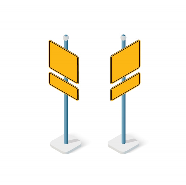Vector road signs isometric set street object