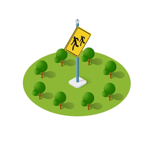 Road signs isometric set street object