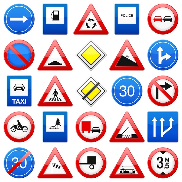 Vector road signs set 2