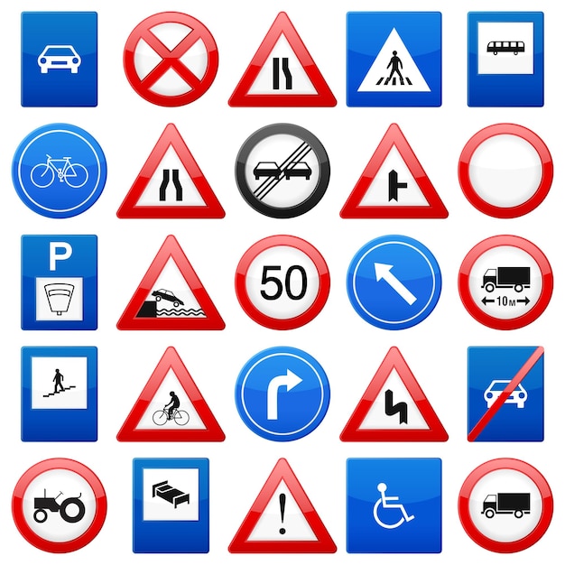 Vector road signs set 5