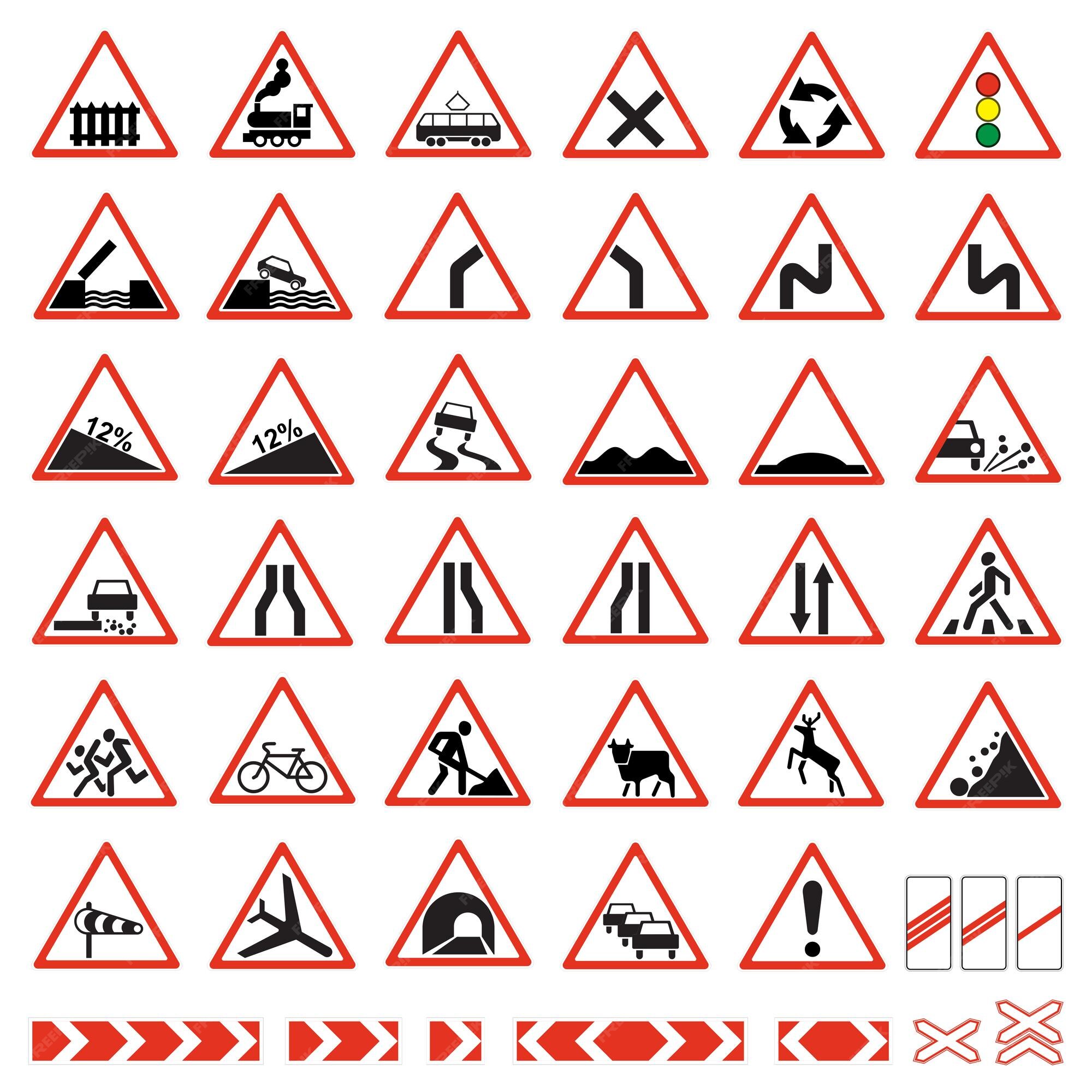Premium Vector Road Signs Set Warning Traffic Signs Collection