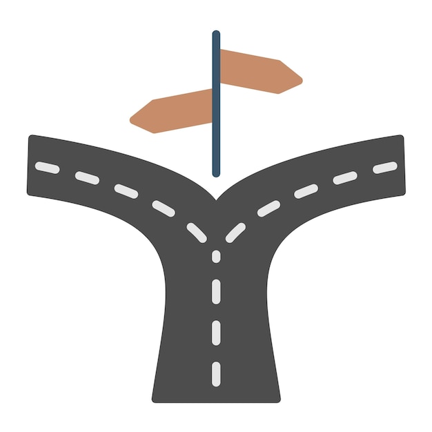 Road split flat illustration