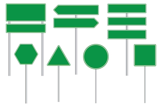 Дорожный уличный знак пустой зеленый указатель вывеска, показывающая направление векторное изображение
