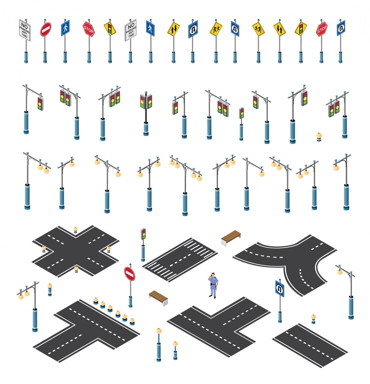 वेक्टर the road streetlight traffic
