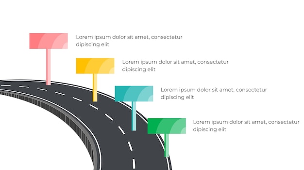 Vector road to success infographic business presentation roadmap with timeline concept