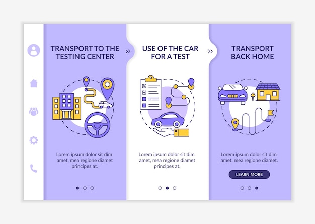 Road test services onboarding vector template