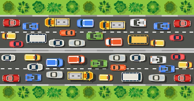 Vector road top view with highways