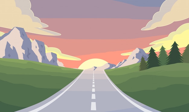 Illustrazione di viaggio su strada