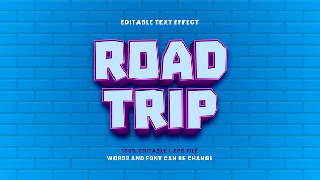 Road trip editable text effect in modern 3d style