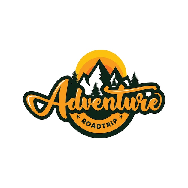 Road Trip Mountain Adventure Logo Vector Illustration It's Use for TShirt Design