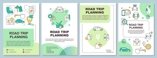 Road trip planning green brochure template