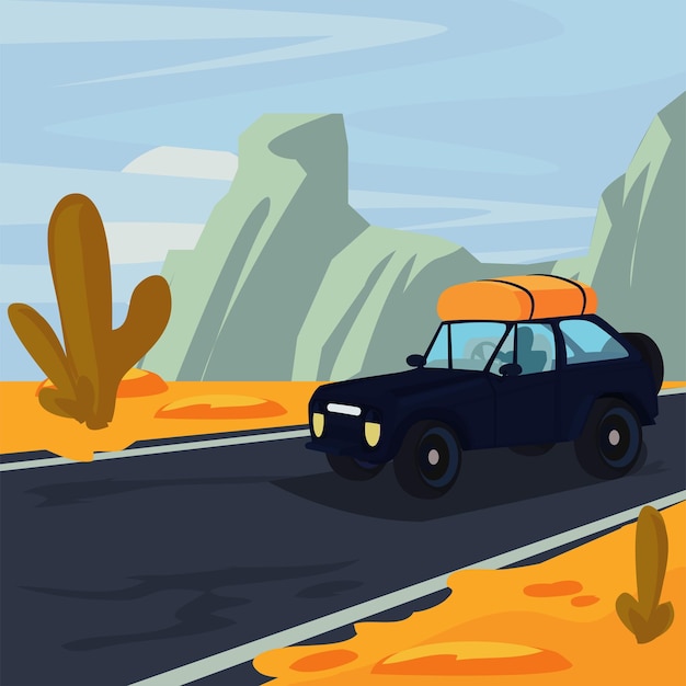 Vector road trip poster