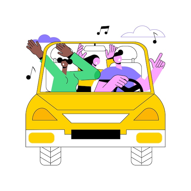 Vector road trip songs isolated cartoon vector illustrations