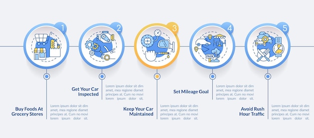 Road trip tips cirkel infographic sjabloon