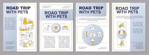 Viaggio su strada con modello di brochure per animali domestici grigio