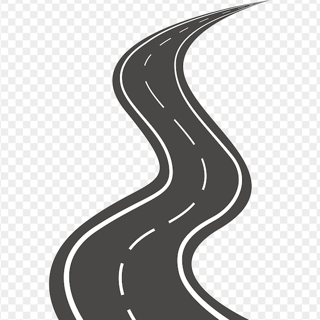 Road with white lines winding road journey traffic curved highway vector illustration eps