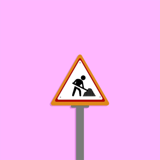 road works signs illustration for logo or icon in vector