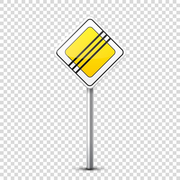Vector road yellow signs collection isolated on transparent background road traffic control lane usage stop
