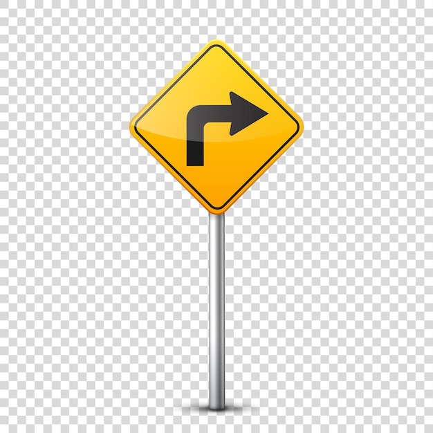 Road yellow signs collection isolated on transparent background road traffic control lane usage stop