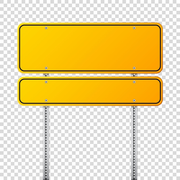 Road yellow traffic sign blank board with place for text mockup isolated information sign direction