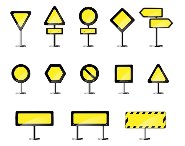 Road yellow warning sign