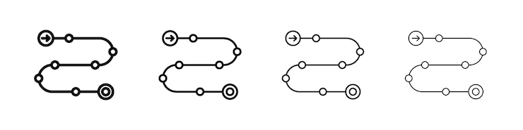 Vector roadmap icon outline sign symbol set