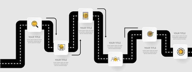 データのベクトル図のための場所とロードマップ インフォ グラフィック タイムライン コンセプト