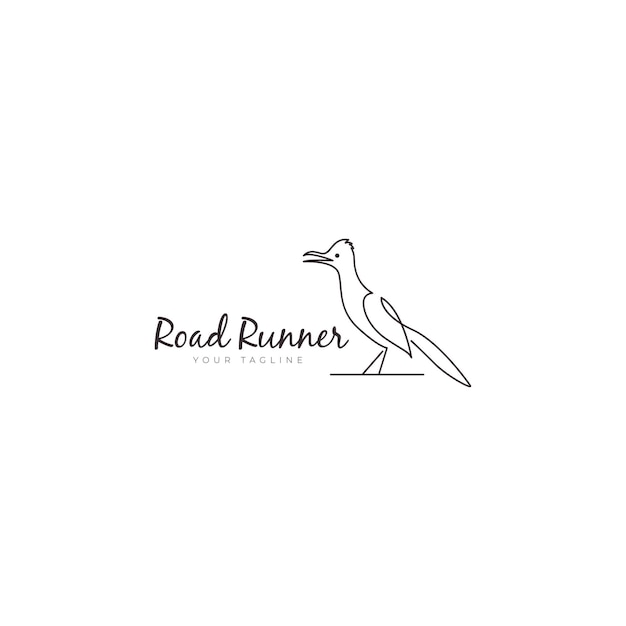 Roadrunner vogel stijl lijn logo vector pictogram symbool illustratie ontwerp