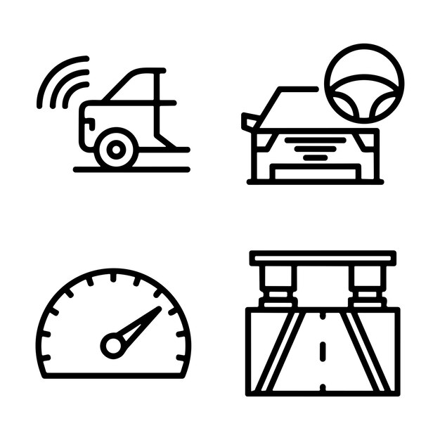 Roads icons set Road forks icon Road sections of different shapes Line with editable stroke