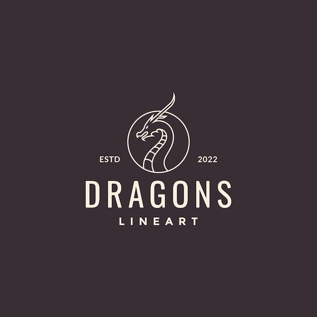 Vector roar dragon hipster logo design