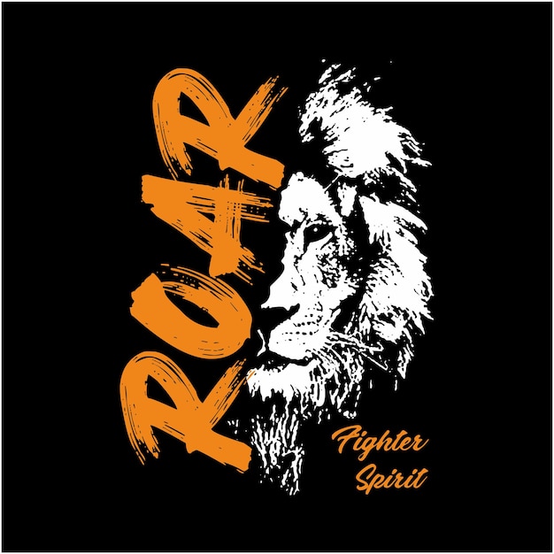 Vector roar lion graphic typography for tshirt design casual style