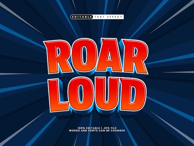 Vettore roar loud effetto di testo modificabile