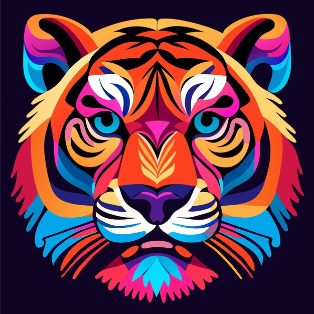 Roar of the rainbow colorful tiger portrait