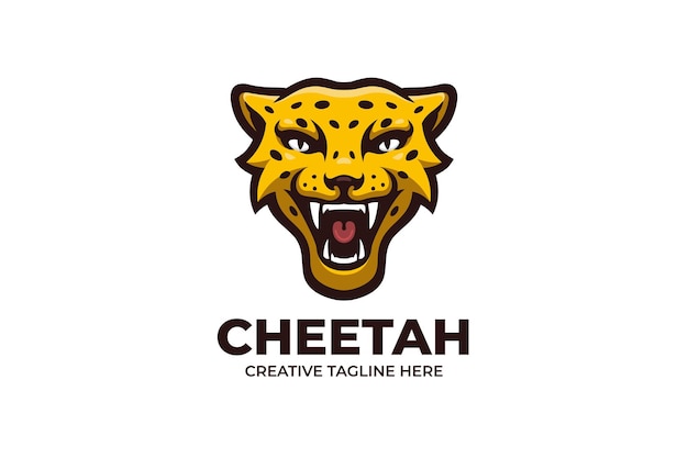 Vector roaring cheetah mascot logo character