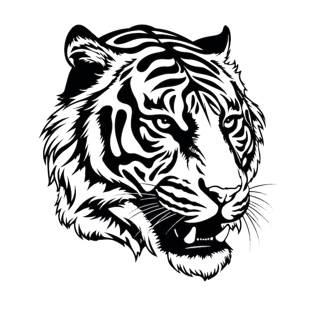 Vector roaring elegance striking tiger head vector illustration