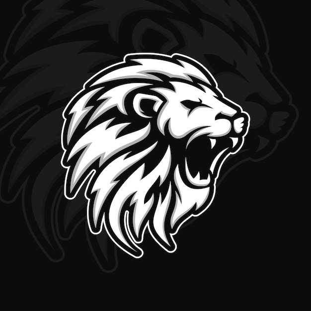 Vector roaring lion head spel logo