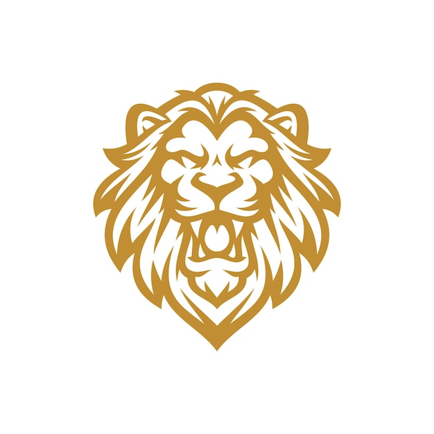 Roaring lion mascot line art logo illustration