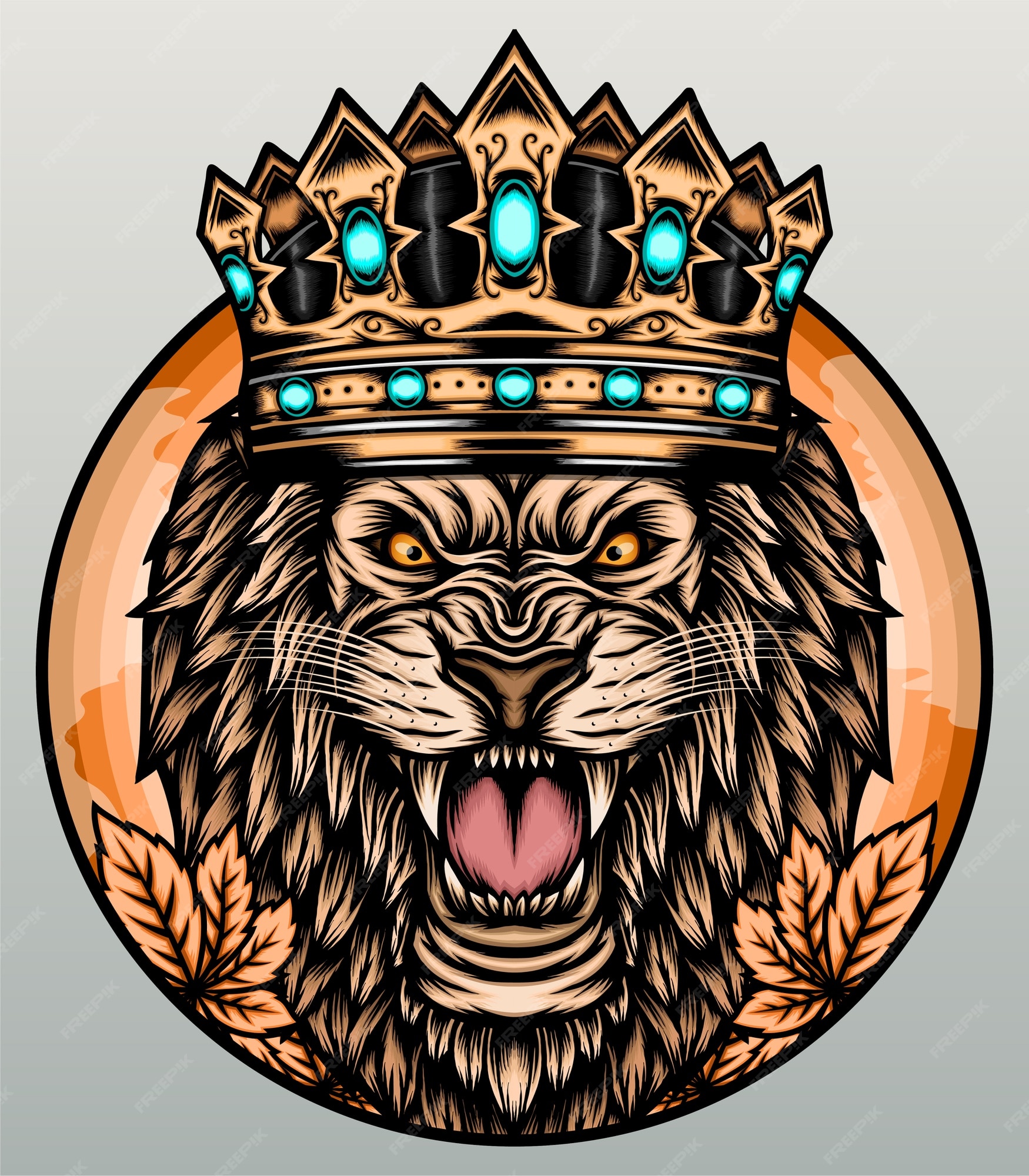 roaring lion with crown tattoo