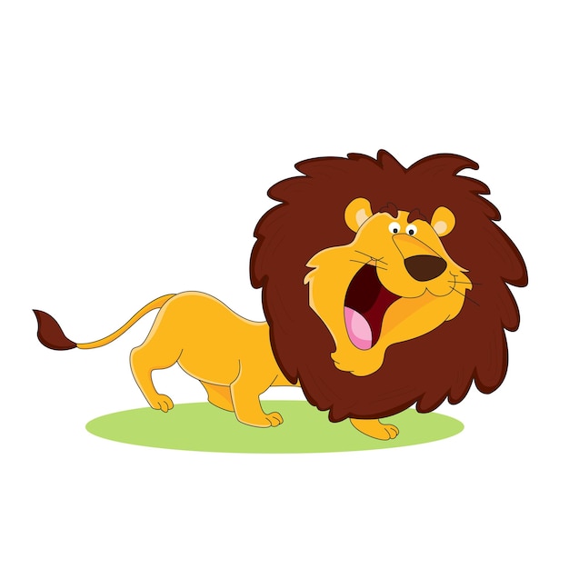 Roaring Powerful Lion Mammal Jungle Animal Character Vector Illustration